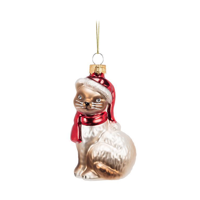 Sitting Cat w/Hat Ornament
