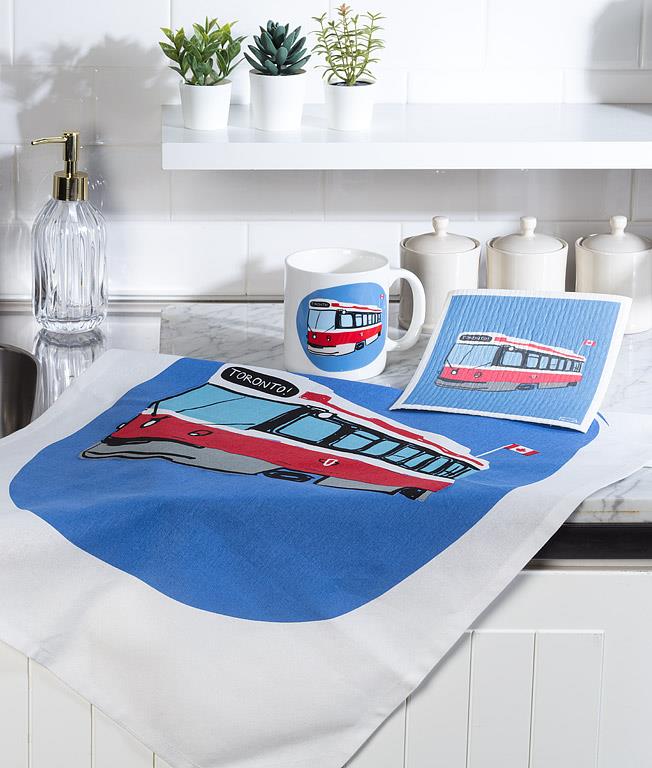 Toronto Streetcar Swedish Dishcloth