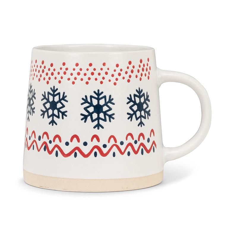 Nordic Pattern Stoneware Wide Base Mug