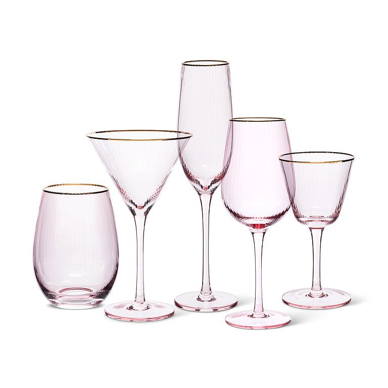 Optic Stemless Wine Glass With Gold Rim
