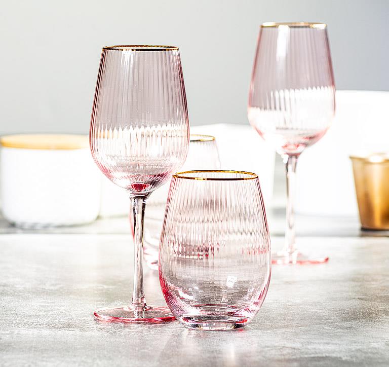 Optic Stemless Wine Glass With Gold Rim