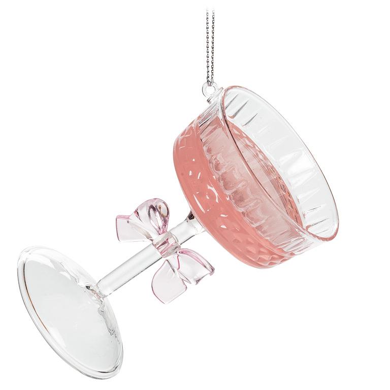 Pink Coupe Cocktail Ornament with Bow