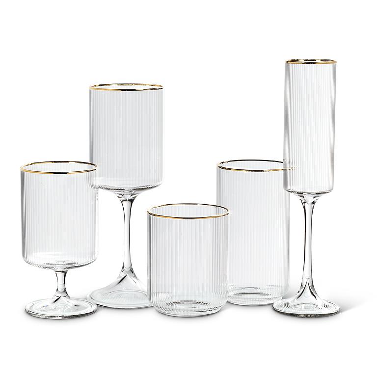 Tight Vertical Optic Goblet with Gold Rim