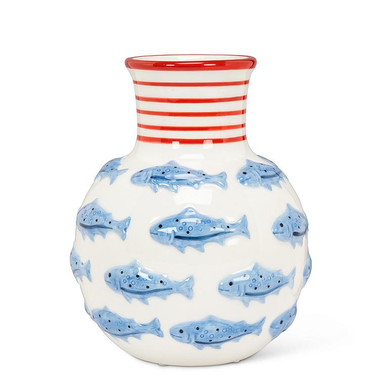 Medium Vase With Fish + Striped