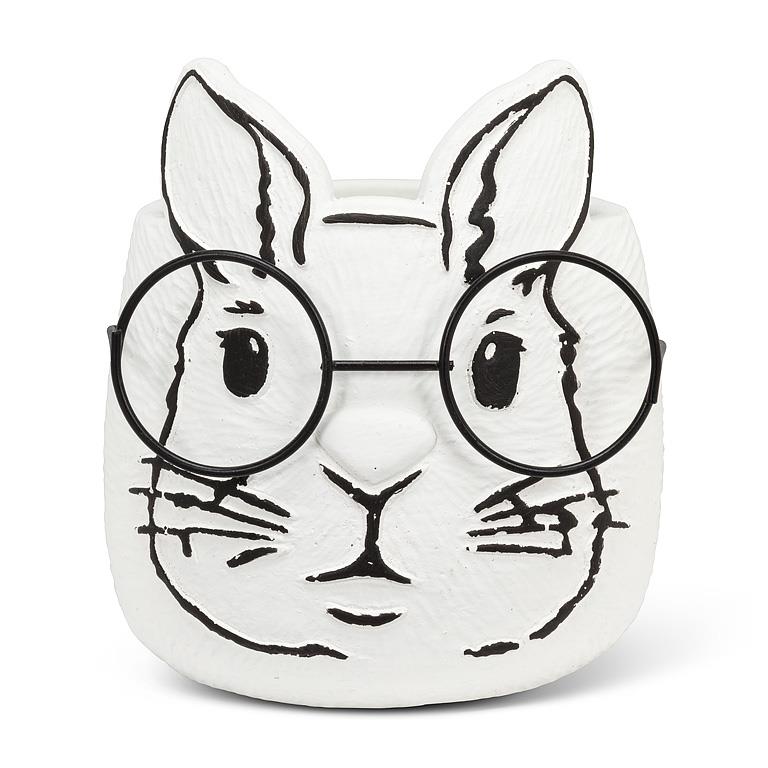 Large Bunny Planter with Glasses