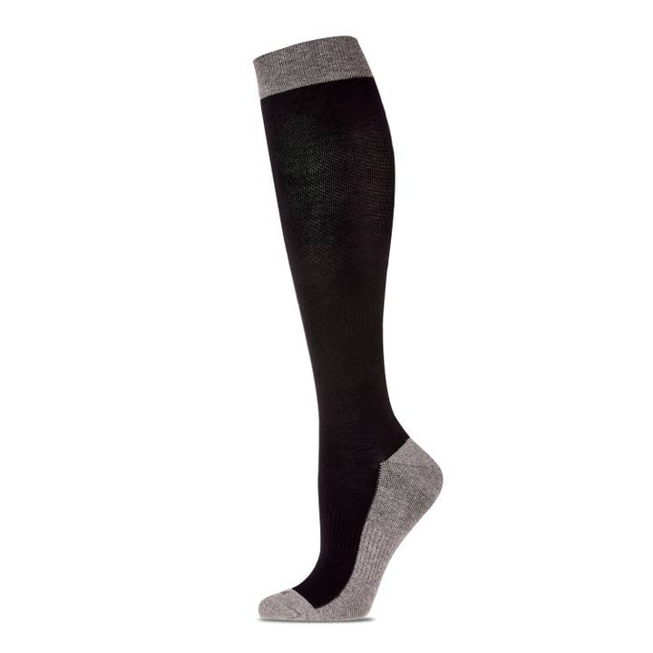 Two-Tone Contrast Compression Sock, Black, 9-11
