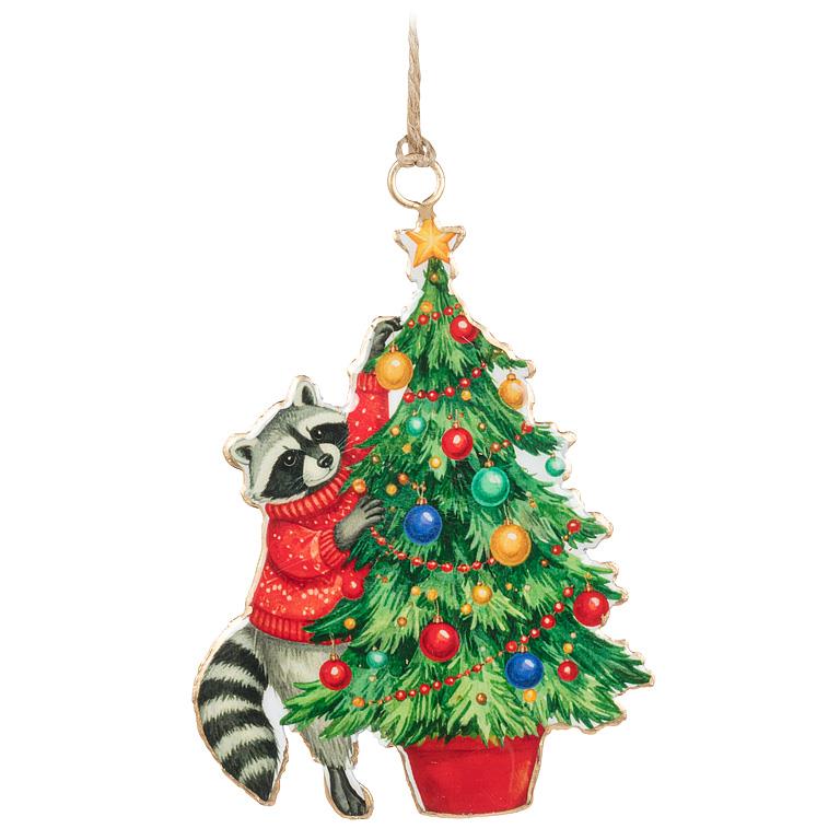 Raccoon + Christmas Tree Ornament
