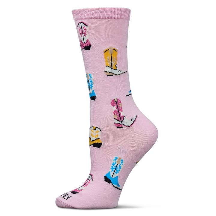 Women's Bamboo Crew Socks Crystal Rose Sassy Boots