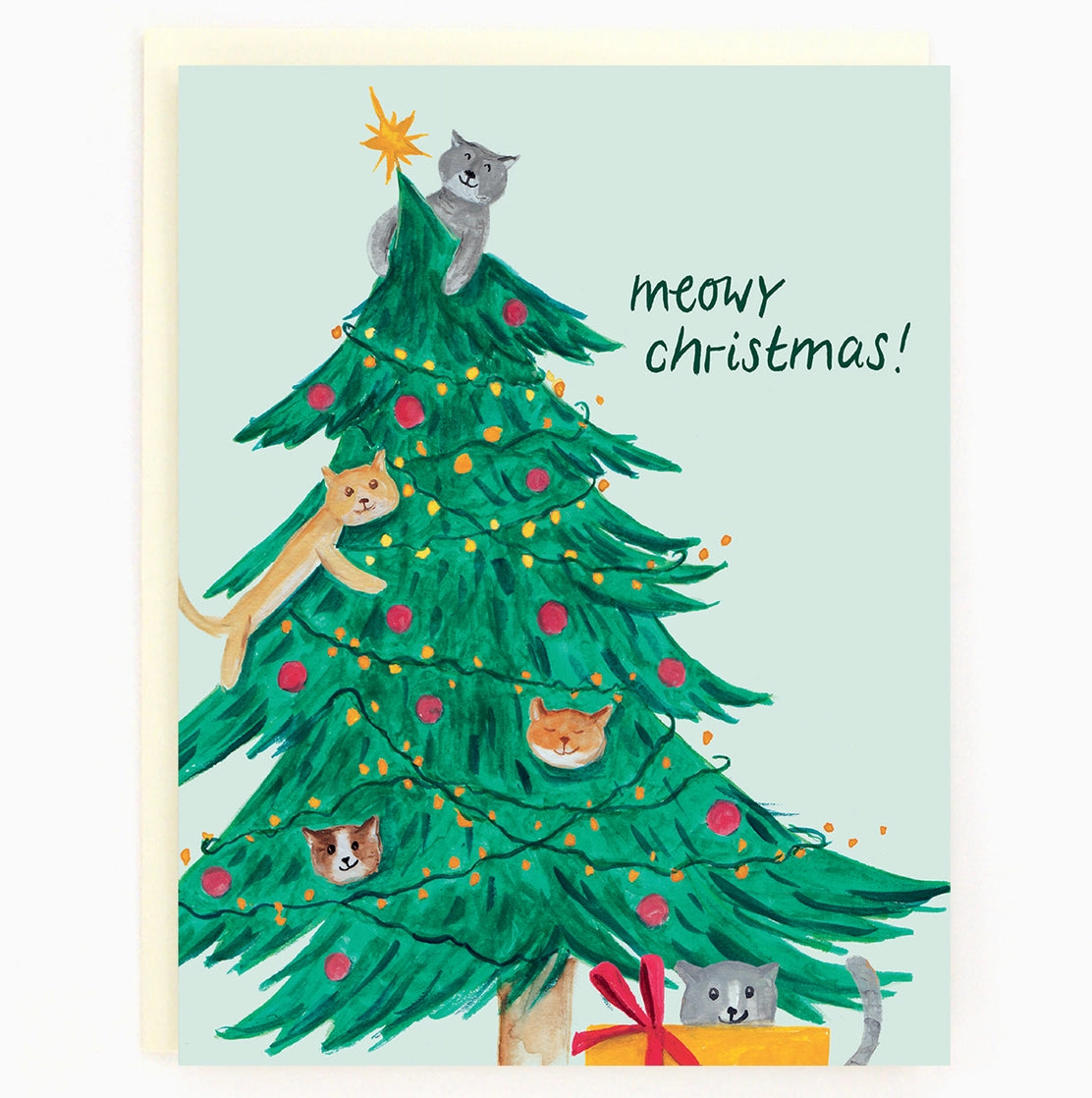 Holiday Cats In Tree Boxed Cards