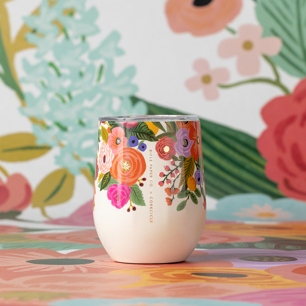 Rifle Paper Garden Party Cream Stemless 12oz