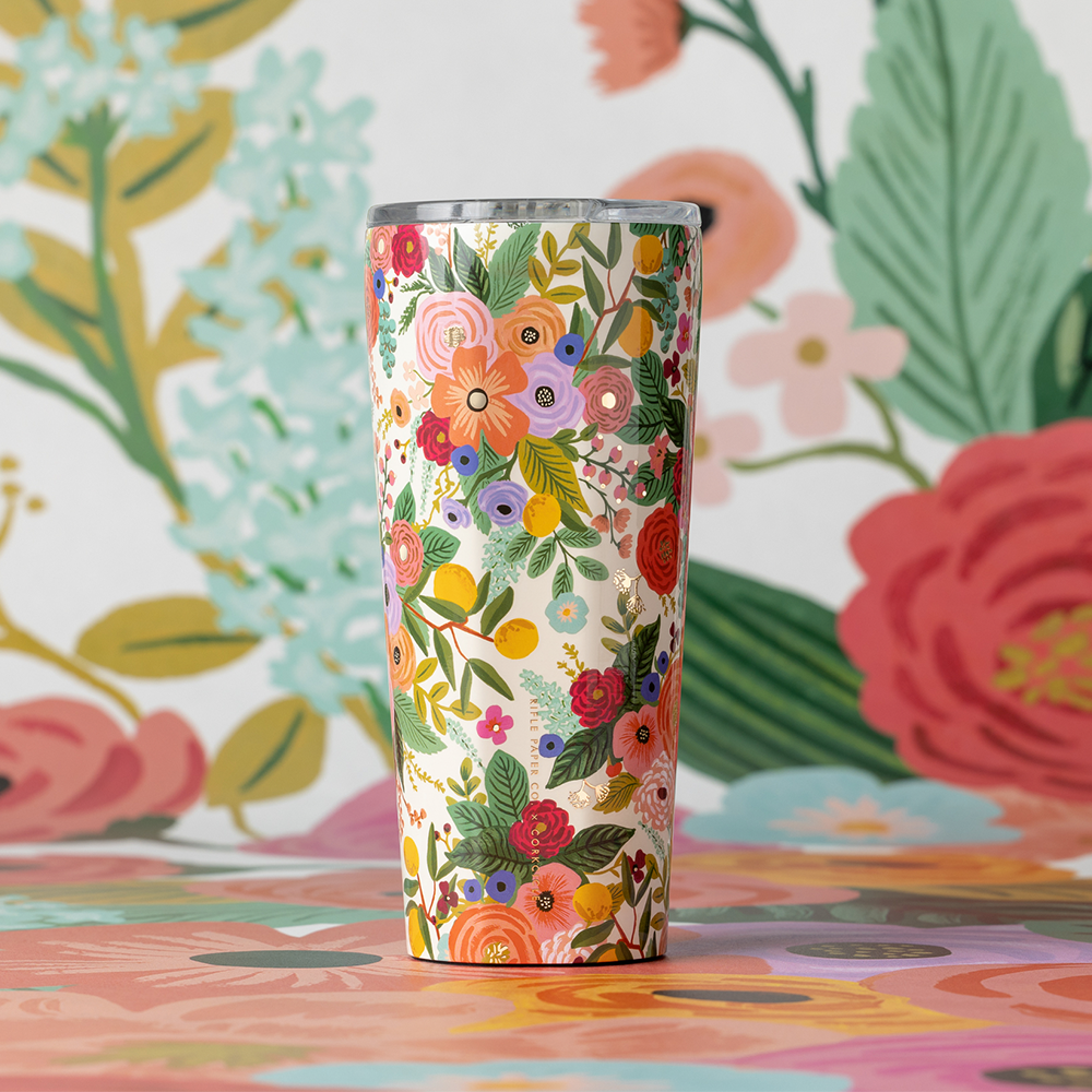 Rifle Paper Garden Party Cream Tumbler 24oz