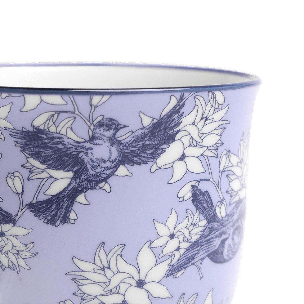 Liberte 4, 4.25" Pot & Saucer - Blue Swallows