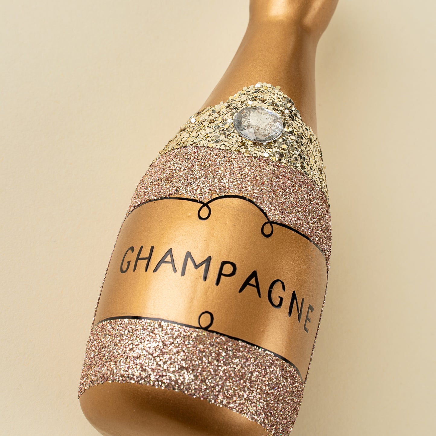 Champagne Sparkle Holiday Ornament, Pink