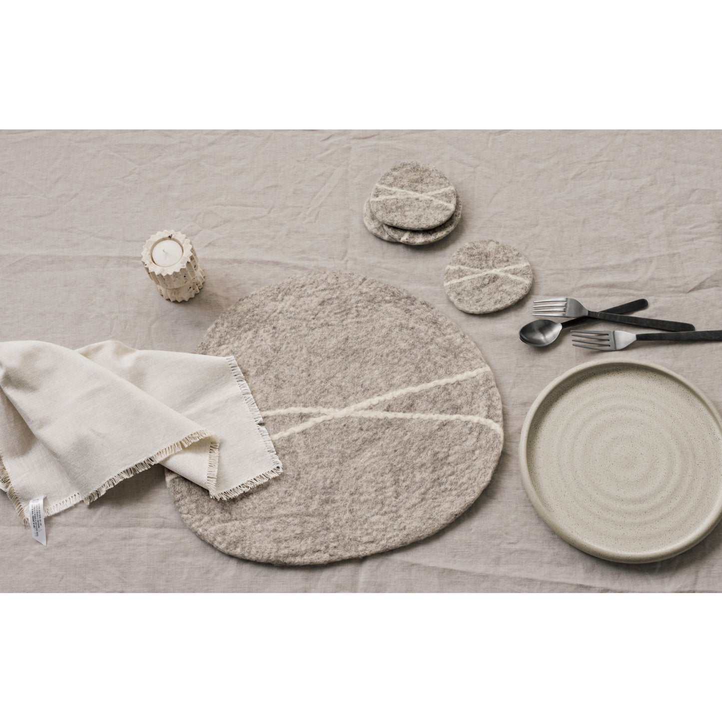Striato Felt Coaster Set of 4 Flint