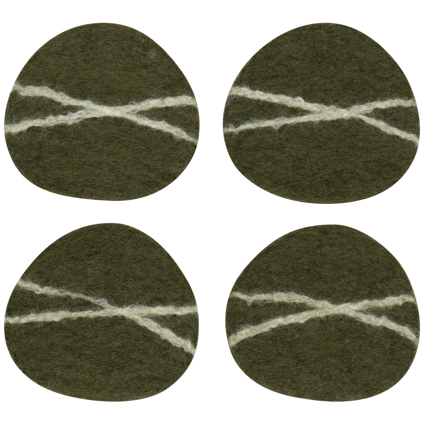 Striato Felt Coaster Set of 4 Olive Branch