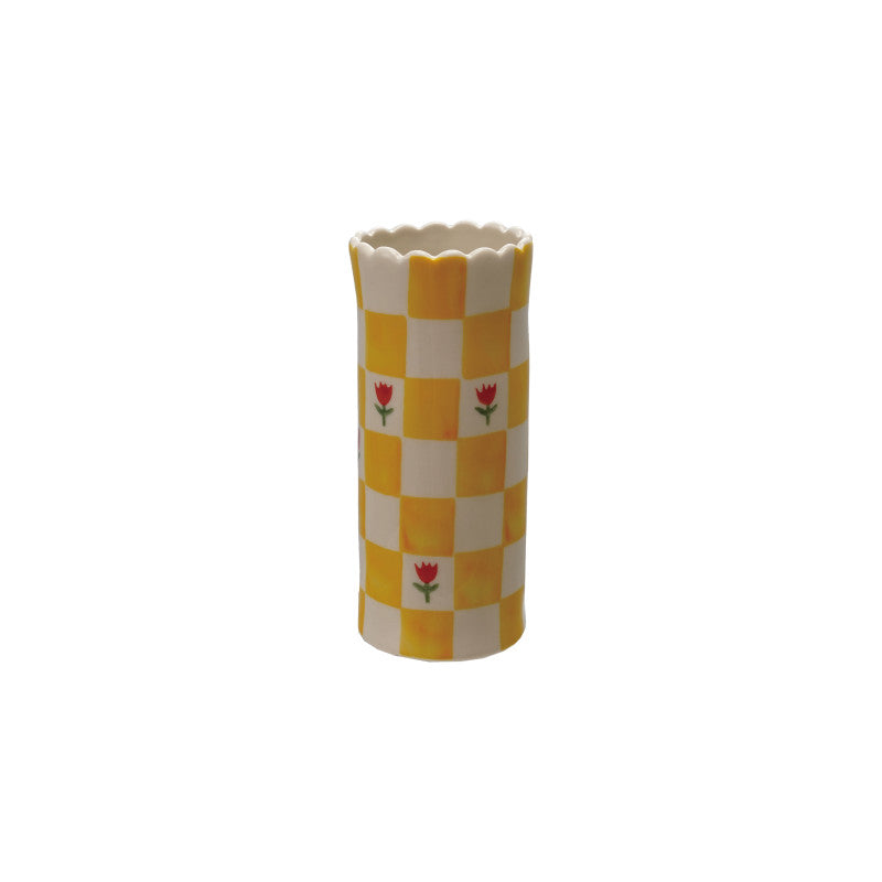 Floral Flower Vase w Scalloped Edge