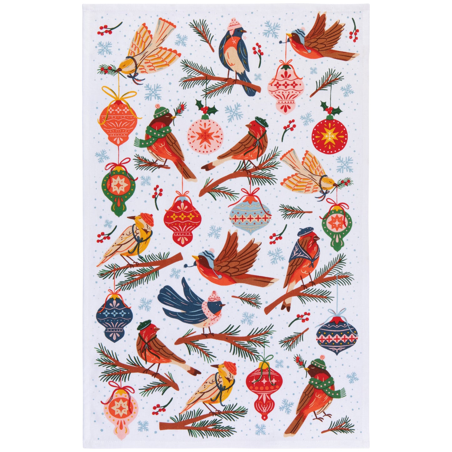Season's Tweetings Printed Tea Towel
