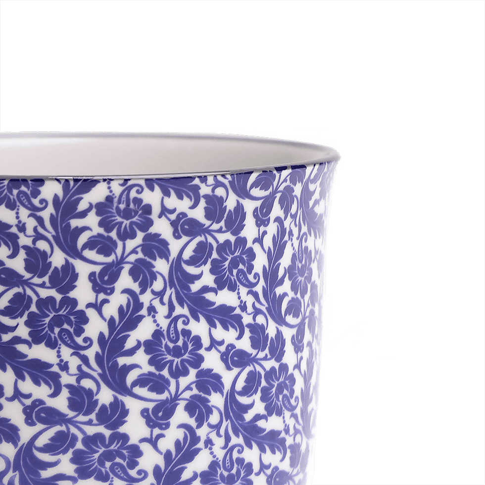 Liberte 4, 4.25" Pot & Saucer - Blue Leaves