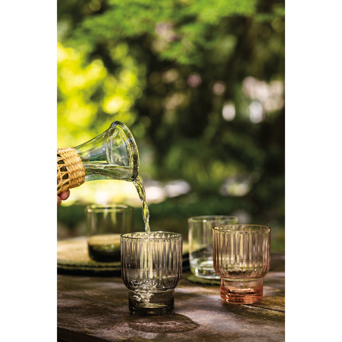 Acrylic Fluted Highball Glass - Blush Pink