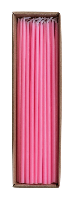 Approx. 1/4" Round x 10"H Unscented Thin Taper Candle Pink