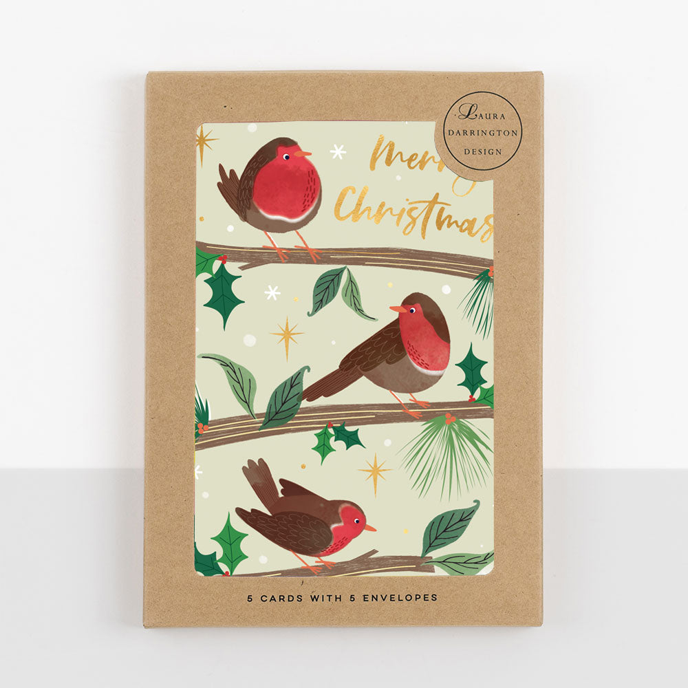 Merry Christmas Robins Boxed Holiday Cards