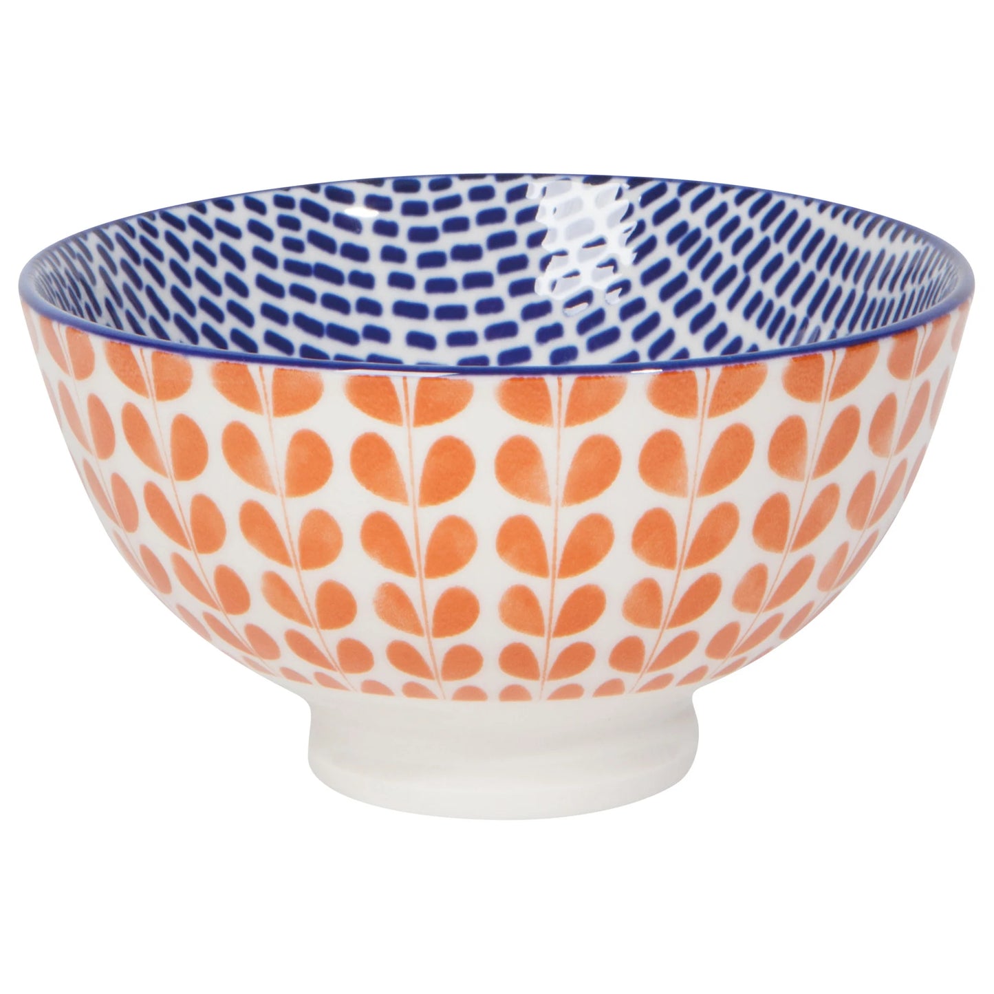Stamped Bowl 4" Orange Blue Blossom