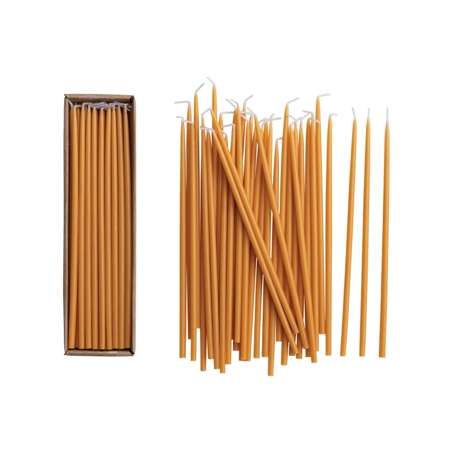 Approx. 1/4" Round x 10"H Unscented Thin Taper Candle Camel