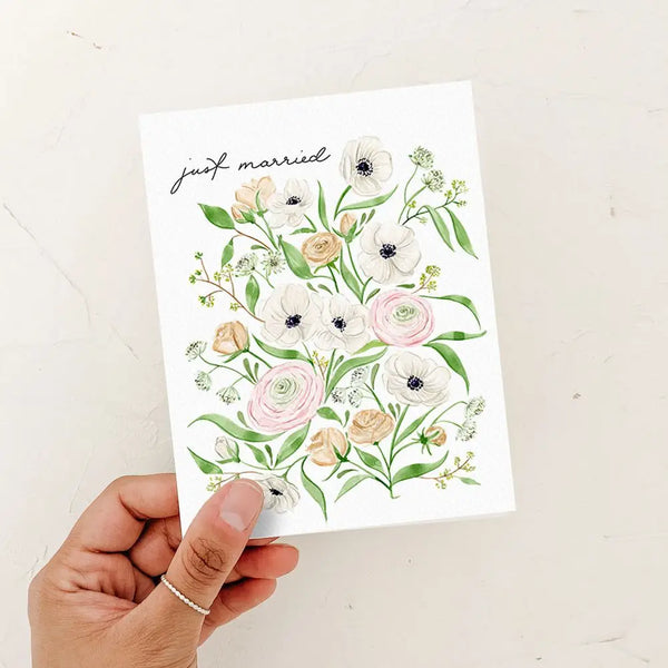 Just Married Flower Card