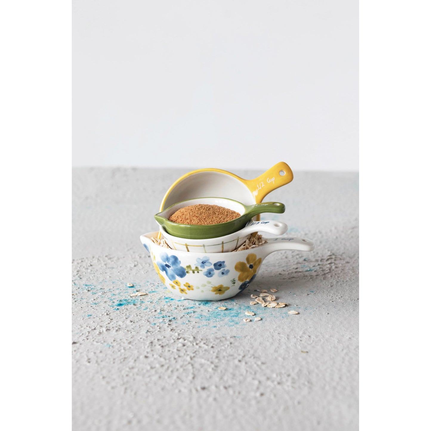 Floral Hand-Painted Measuring Cups