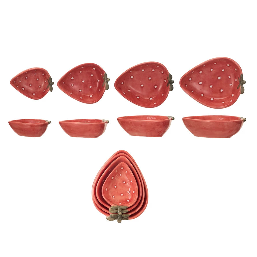 Hand-Painted Strawberry Shaped Measuring Cups Set of 4