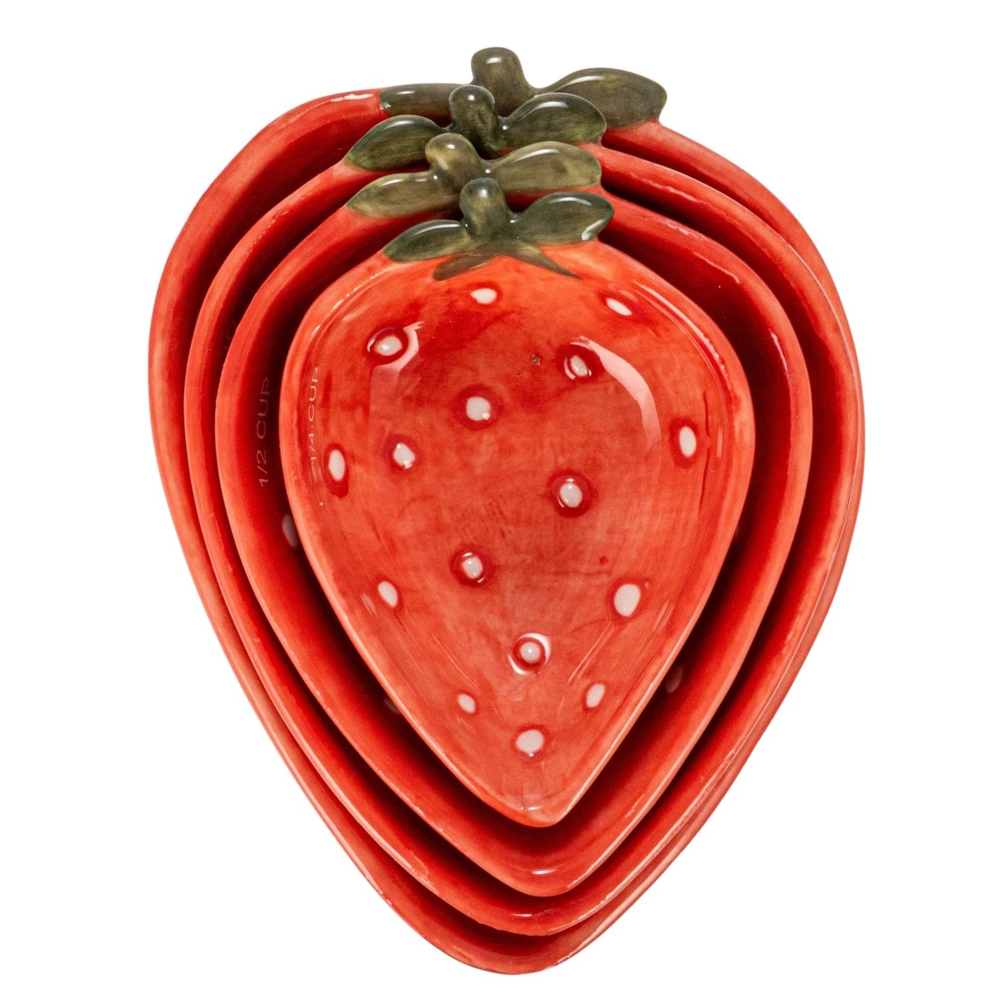 Hand-Painted Strawberry Shaped Measuring Cups Set of 4