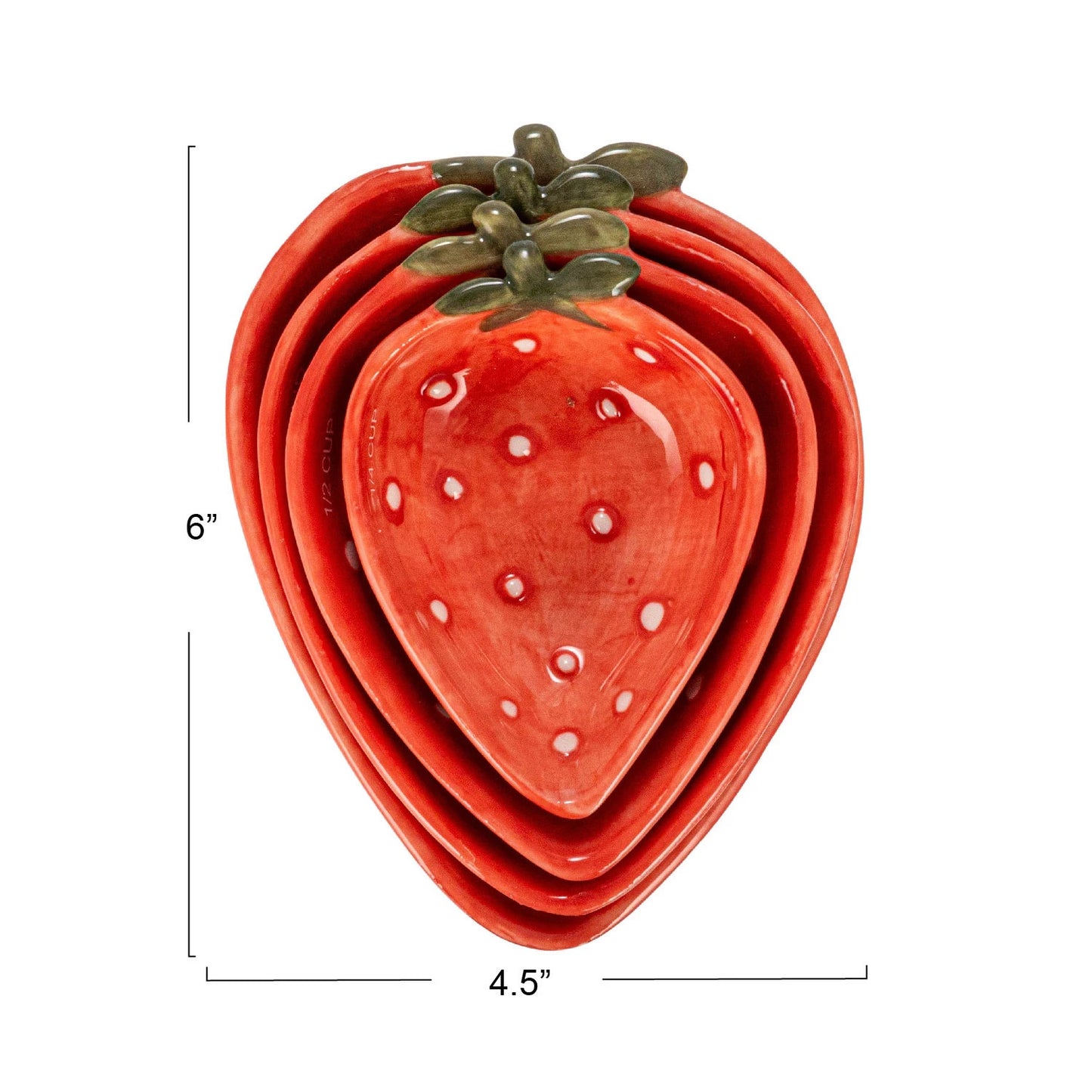 Hand-Painted Strawberry Shaped Measuring Cups Set of 4