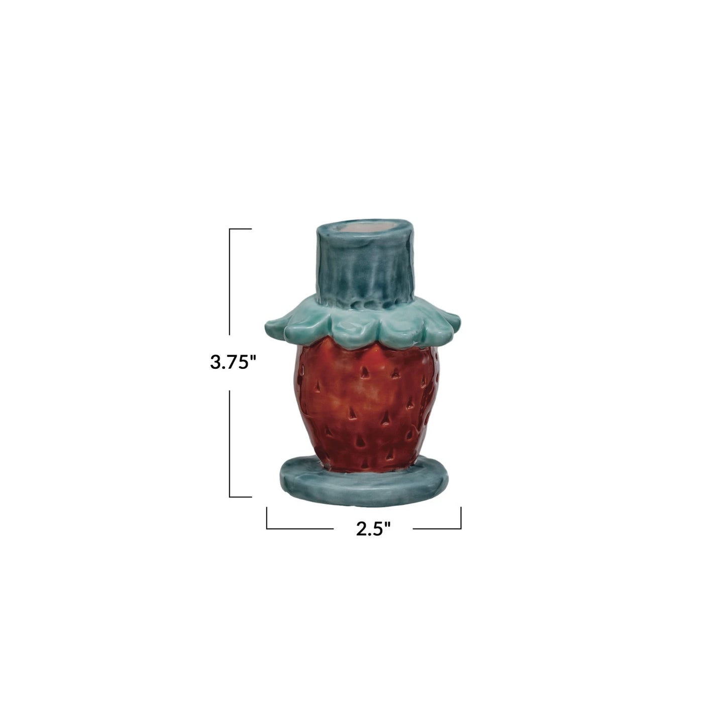 Hand-Painted Stoneware Strawberry Taper Holder