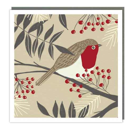 Red Robin and Berries Christmas Card