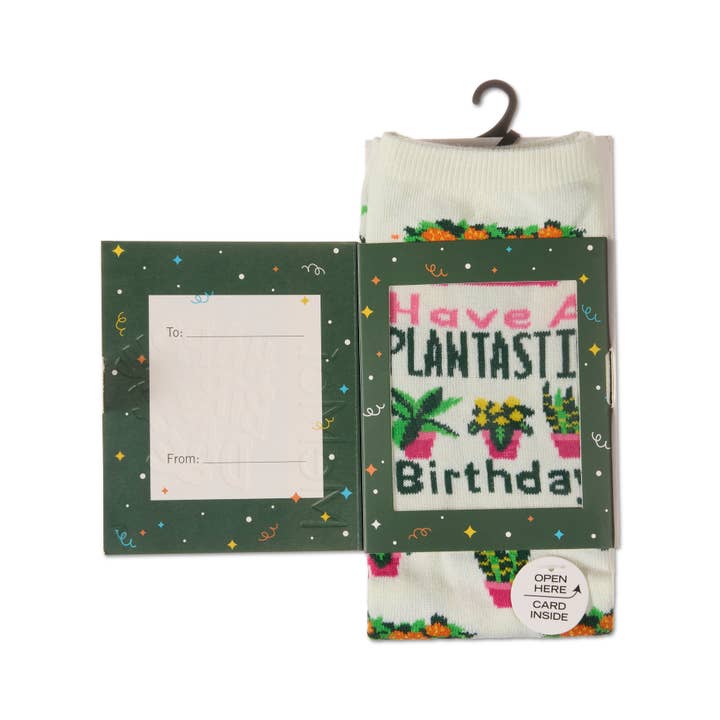Greeting Card Socks Have a Plantastic Birthday