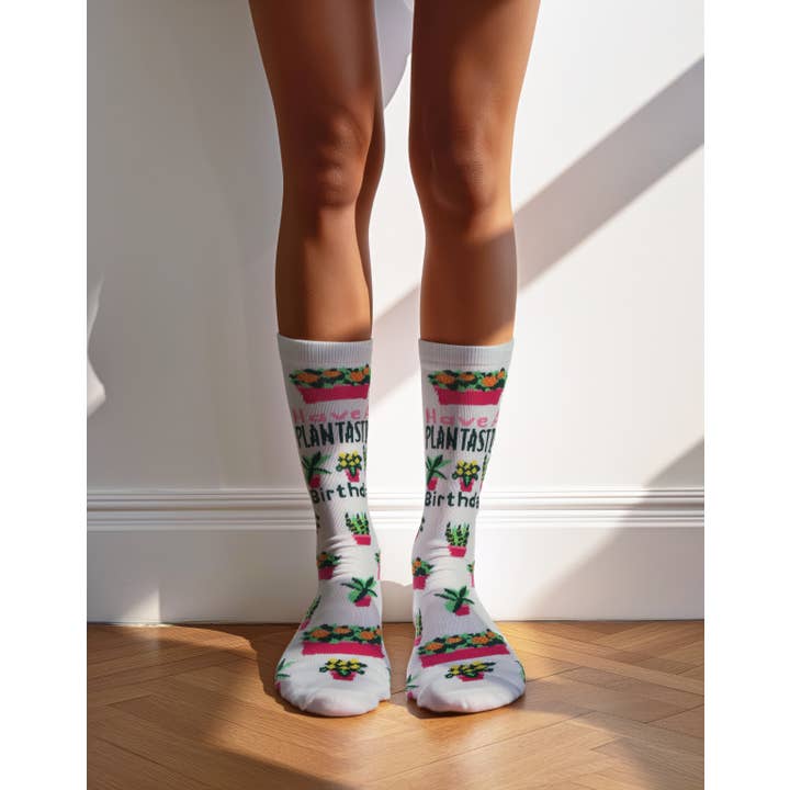 Greeting Card Socks Have a Plantastic Birthday