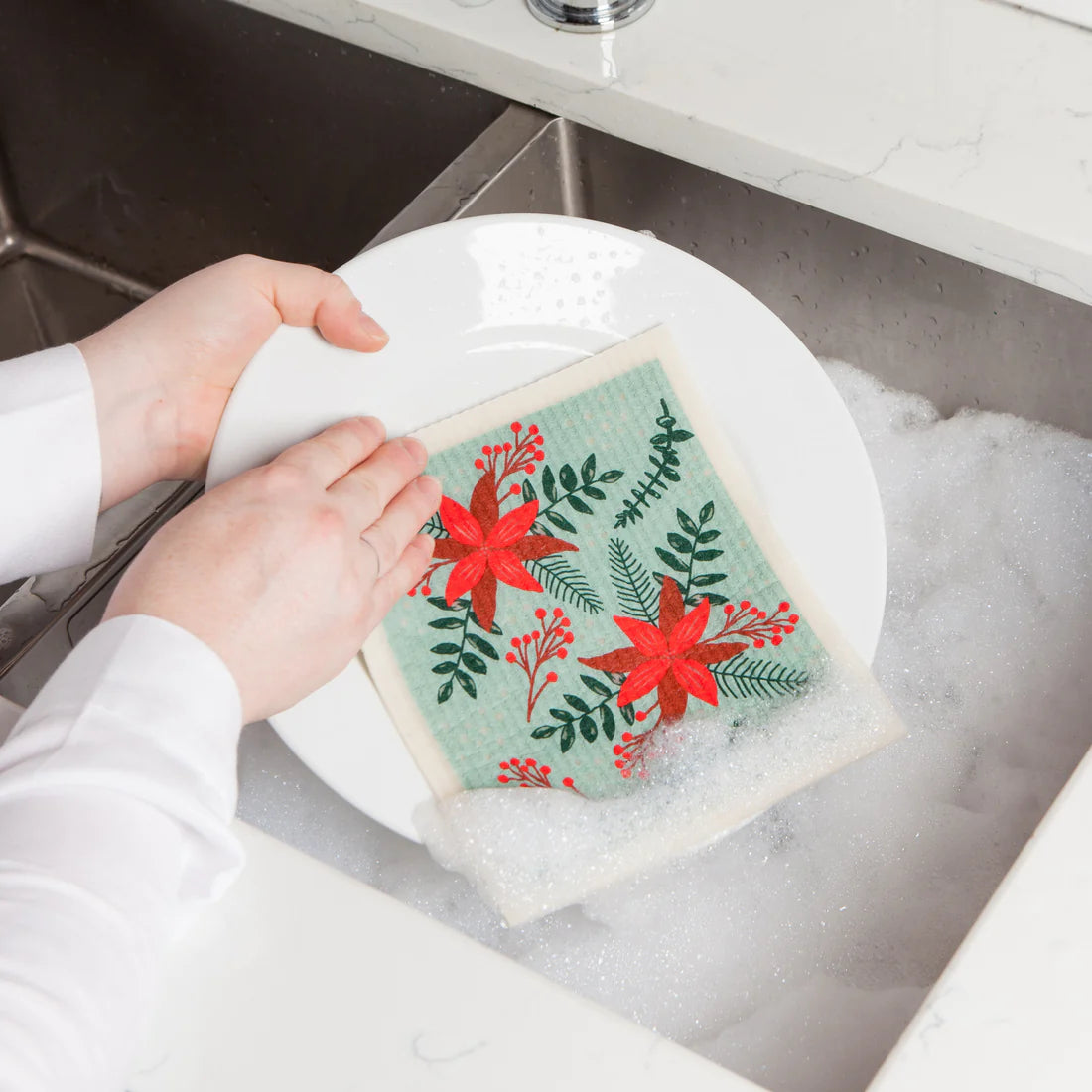 Swedish Dishcloth Poinsettia