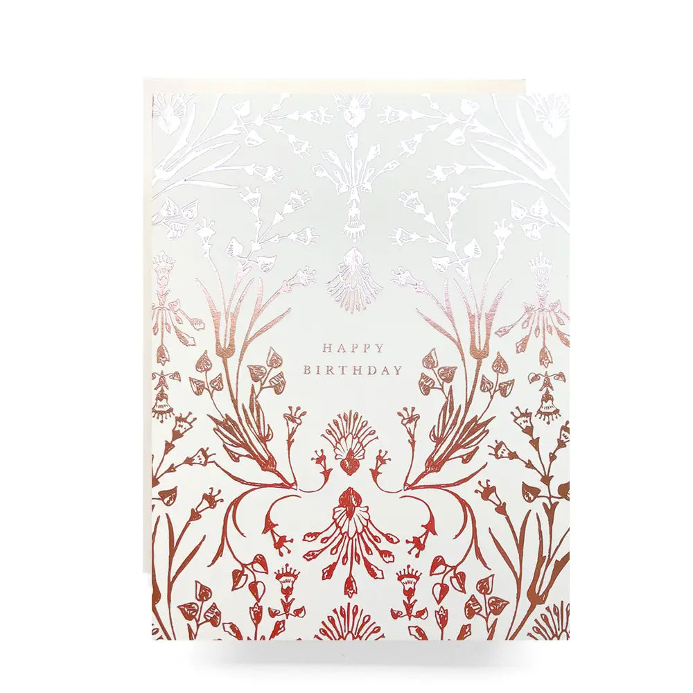 Rosegold Botanical Birthday Greeting Card