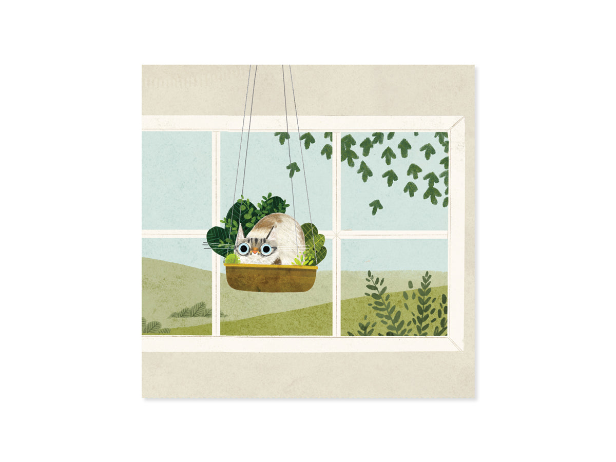 Pop Up Cats in Plants Card