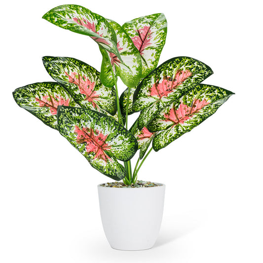 Large Pink Green Faux Leaf Plant