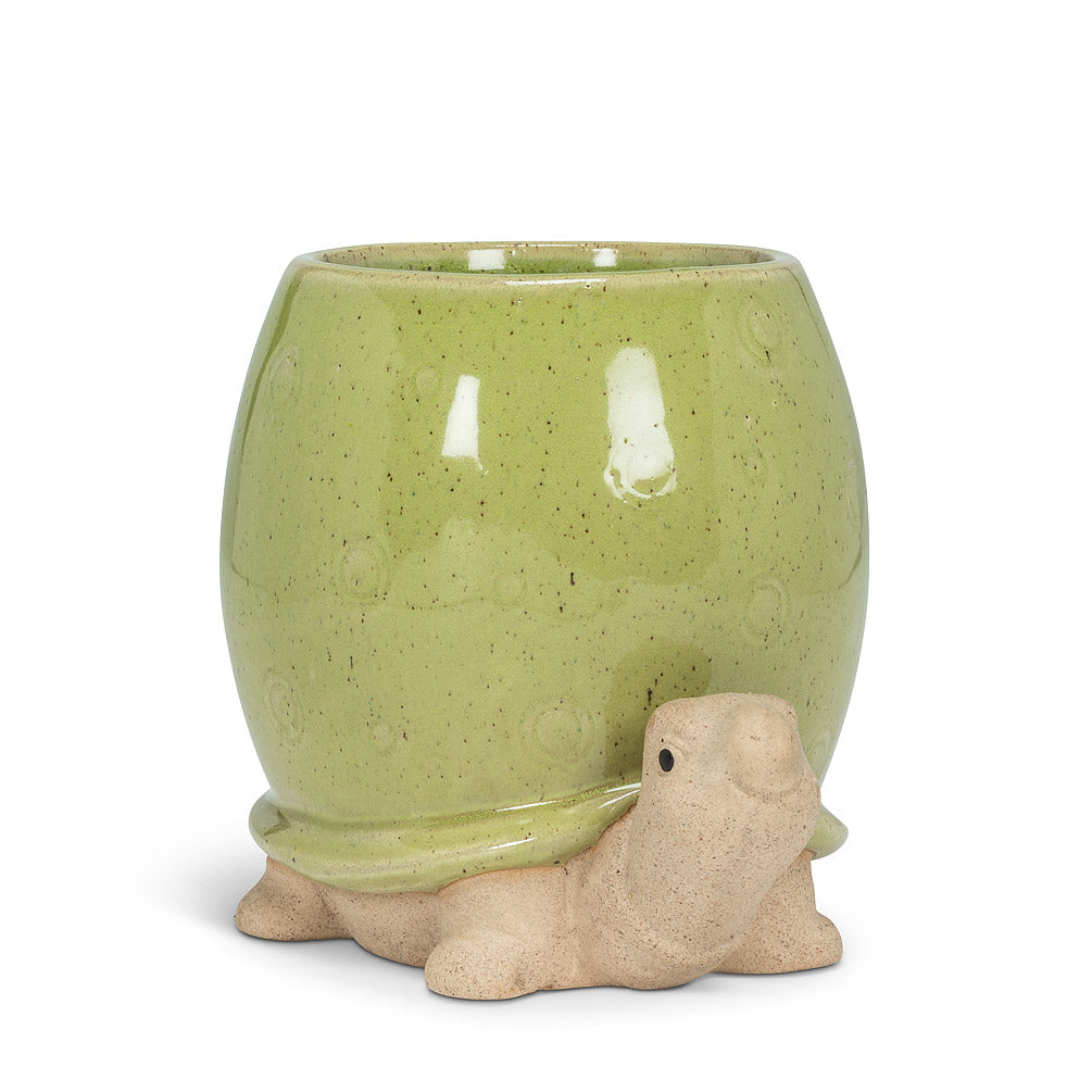 Tall Green Turtle Planter 5"H