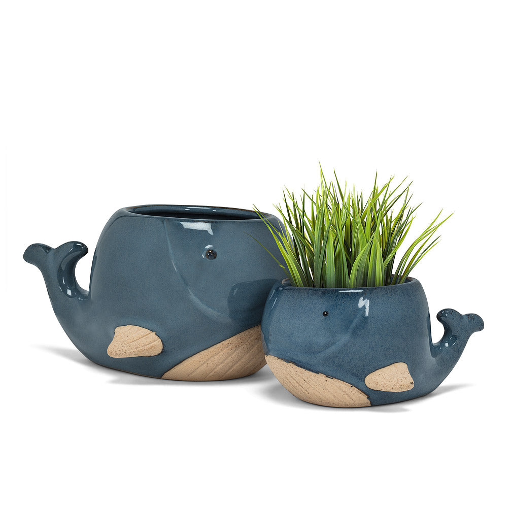 Large Blue Whale Planter 3"H