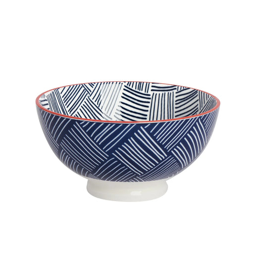 Kiri 6" Medium Bowl Blue Hatch Weave