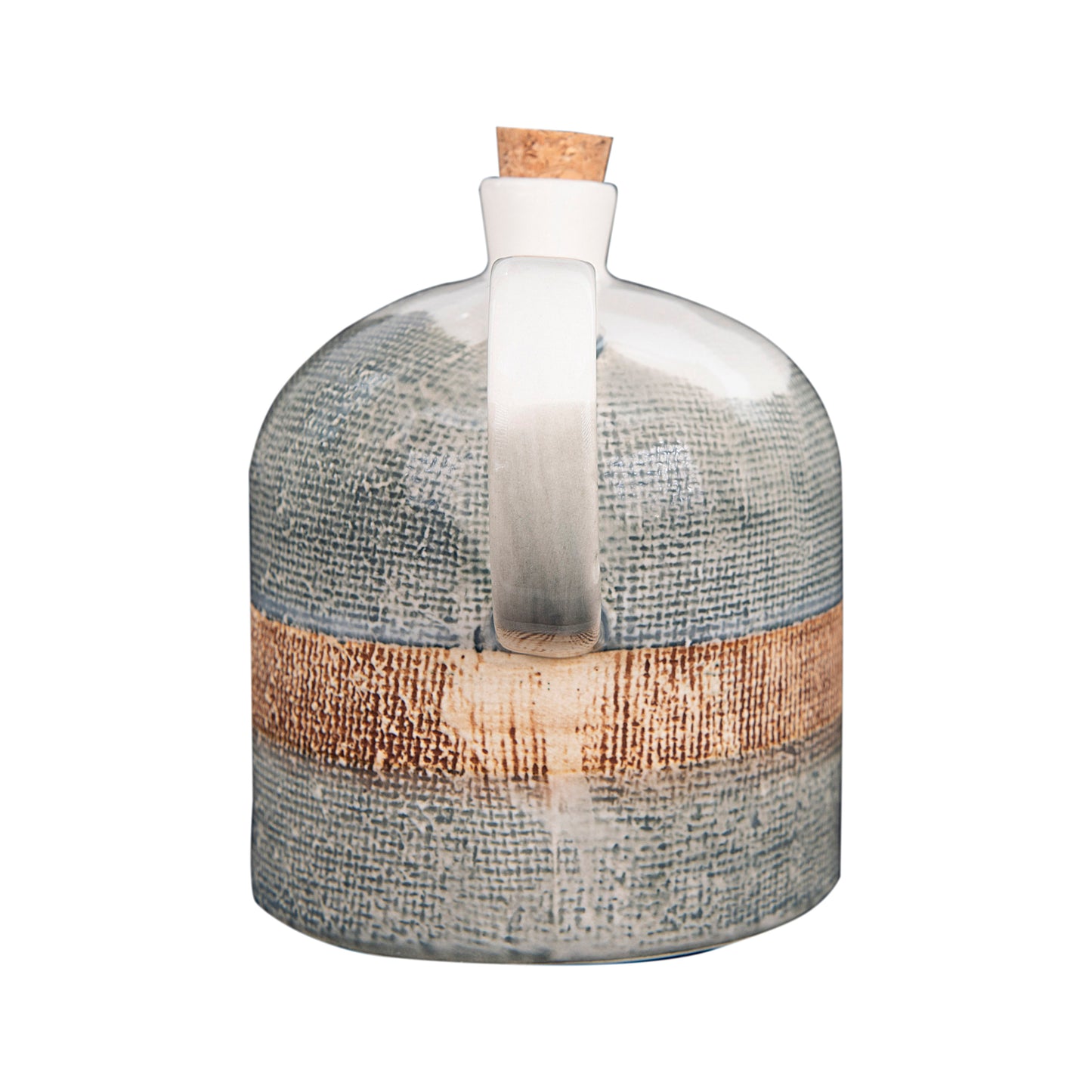 Ceramic Jug w/ Cork Stopper Small Blue Grey 24oz.
