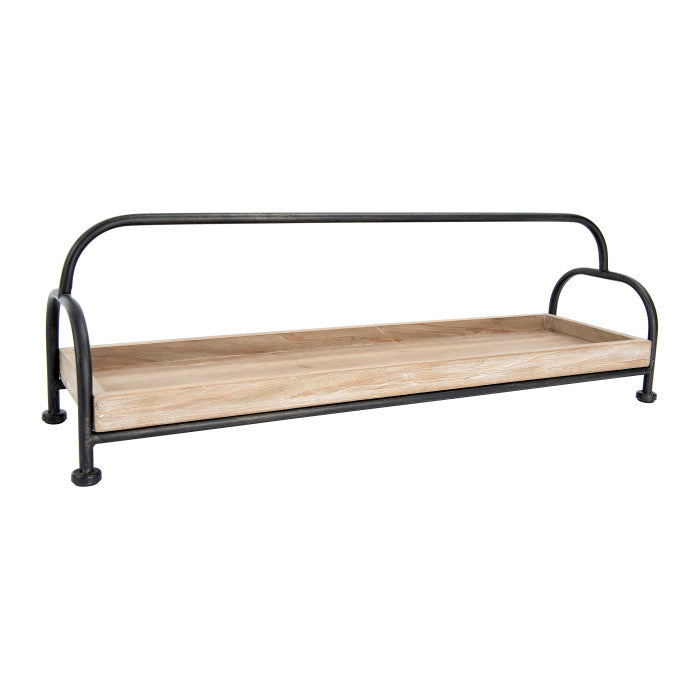 Wood Tray With Metal Stand 24-1/4"L
