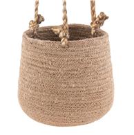Hanging Woven Jute Basket Planter Natural