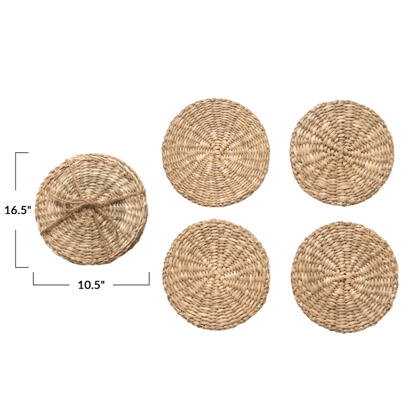 Seagrass With Jute Tie Natural Coasters Set of 4