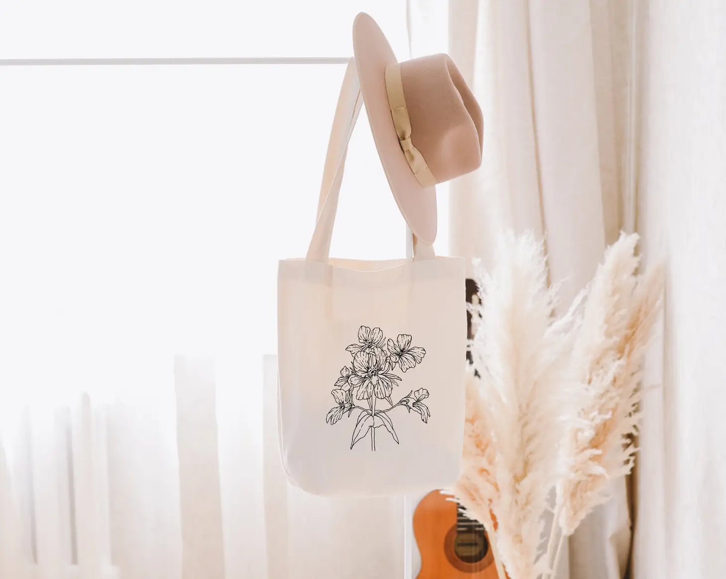 Wildflower Spring Blue Eyed Mary Flower Cotton Tote Bag