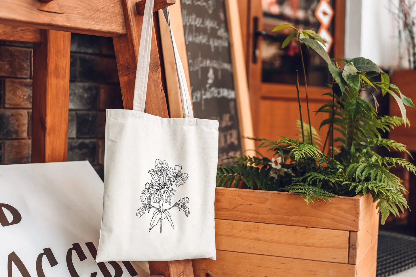 Wildflower Spring Blue Eyed Mary Flower Cotton Tote Bag