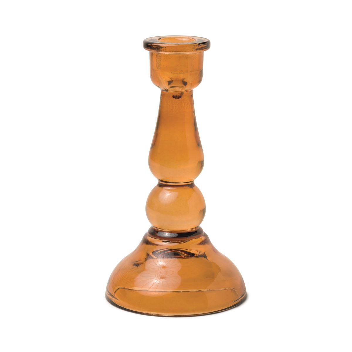 Tall Amber Glass Taper Holder